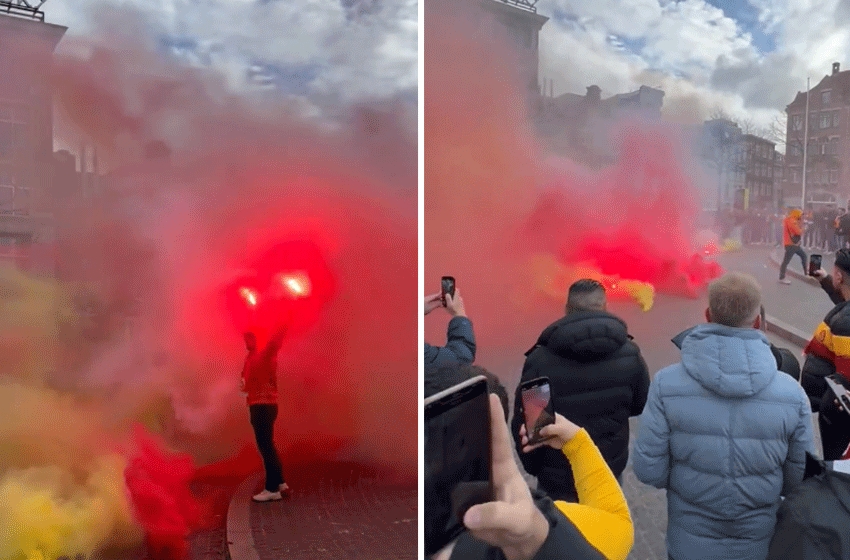 Galatasaray taraftarı Amsterdam'ı ısıtmaya başladı 