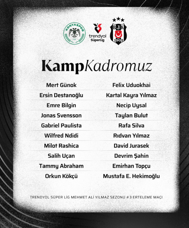 bjk kamp kadrosu